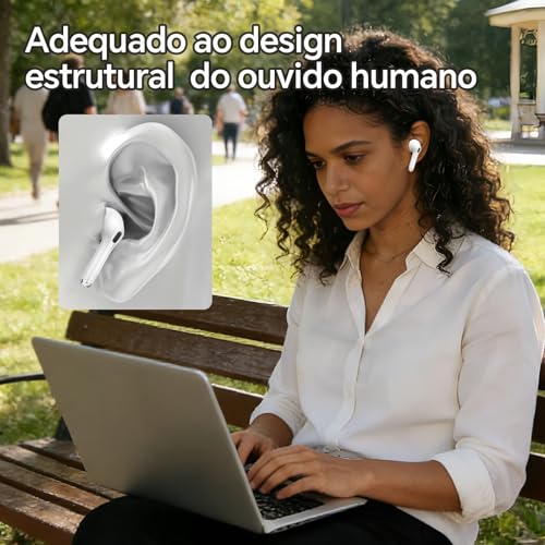 Fones de Ouvido Wireless Bluetooth 5.4, Cancelamento de Ruído, 16h de Bateria, Compatível com Todos os Celulares e Notebook (Branco3)