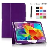 onWay Samsung Galaxy Tab 3 10.1 and Galaxy Tab 4 10.1 Case - Slim Folding Protective Case Cover for Both Samsung Galaxy Tab 3 10.1 Inch And Galaxy Tab 4 10.1 Inch Android Tablet (with Smart Cover Auto Wake/Sleep, Elastic Hand Strap, Card Holder, Mult