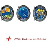 Glamorway Ocean Pack of 3Pcs30cm*30cm Wall Sticker 3D Porthole Window Kids Room Home Decor Art