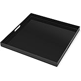 20×18 inches Oversized Black Acrylic Ottoman Tray Extra Large Decorative Tray Spill-Proof Serving Trays with Handles King-Size Safe Edge Organizer for Coffee Table Countertop Breakfast