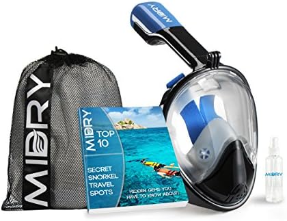 MIDRY Full Face Snorkel Mask - Easy Breathe Technology (Deep Black, L/XL)