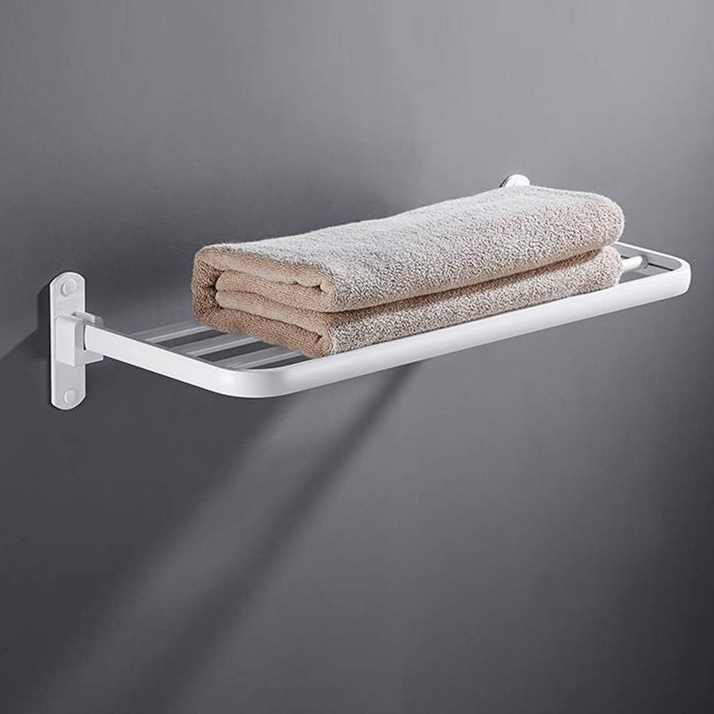YIRC Towel Rack Folding Towel Bar Rail Wall Mounted White 3M Self