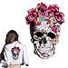 BFY Skull Patch with Red Rose Flower Iron on Patches Indian Style Applique Patches Embroidered Patches for Jackets Iron on Band Patches