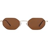 ZENOTTIC Small Octagonal Polarized Sunglasses for Women Men Hippie Metal Frame Retro Rectangle Sun Glasses