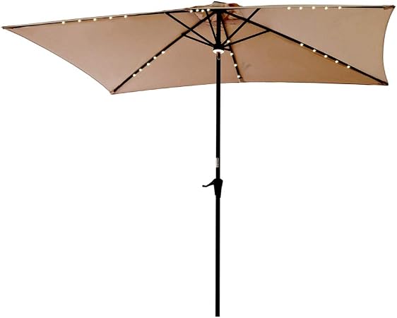 C Hopetree Rectangle Led Outdoor Patio Market Umbrella Solar Lights 6 6 X 10 Umbrella Garden Patio Umbrellas