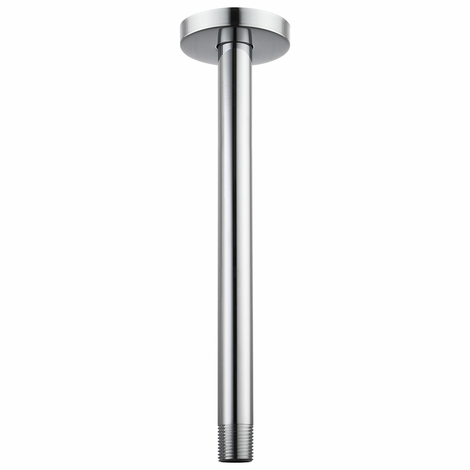 Voolan Shower Arm with Flange, Ceiling Mounted Round Fixed Shower Pipe, Bathroom Straight Rain Shower Replacement Arm, Universal Connection 1/2 NPT (12 Inch, Chrome)