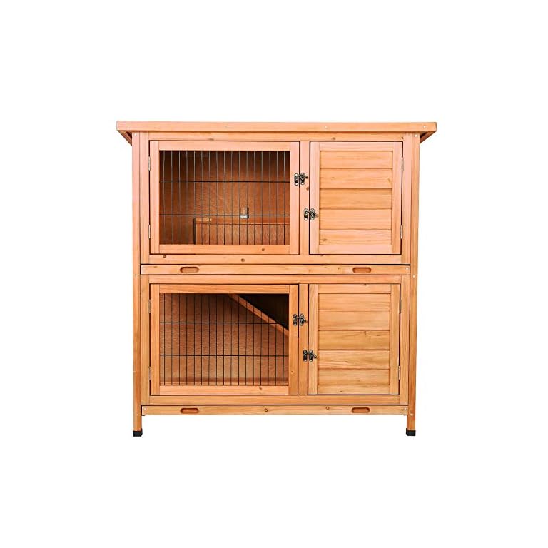 SNUGENS 2 Story Wooden Rabbit Hutch, Indoor Bunny Cage Chicken Coops