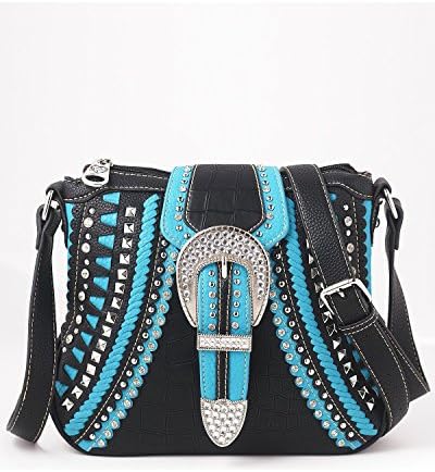 Shyanne Women's Women&amp;Rsquo;S Rhinestone Buckle Whipstitch Messenger Bag &amp;Ndash Black NoSz