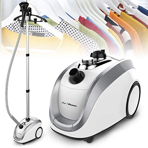 PurSteam - 2019 Official Partner of Fashion - Full Size Steamer for Clothes, Garments, Fabric - Professional Heavy Duty - 4 Steam Levels Producing Perfect Continuous Steam - Thumbnail 2