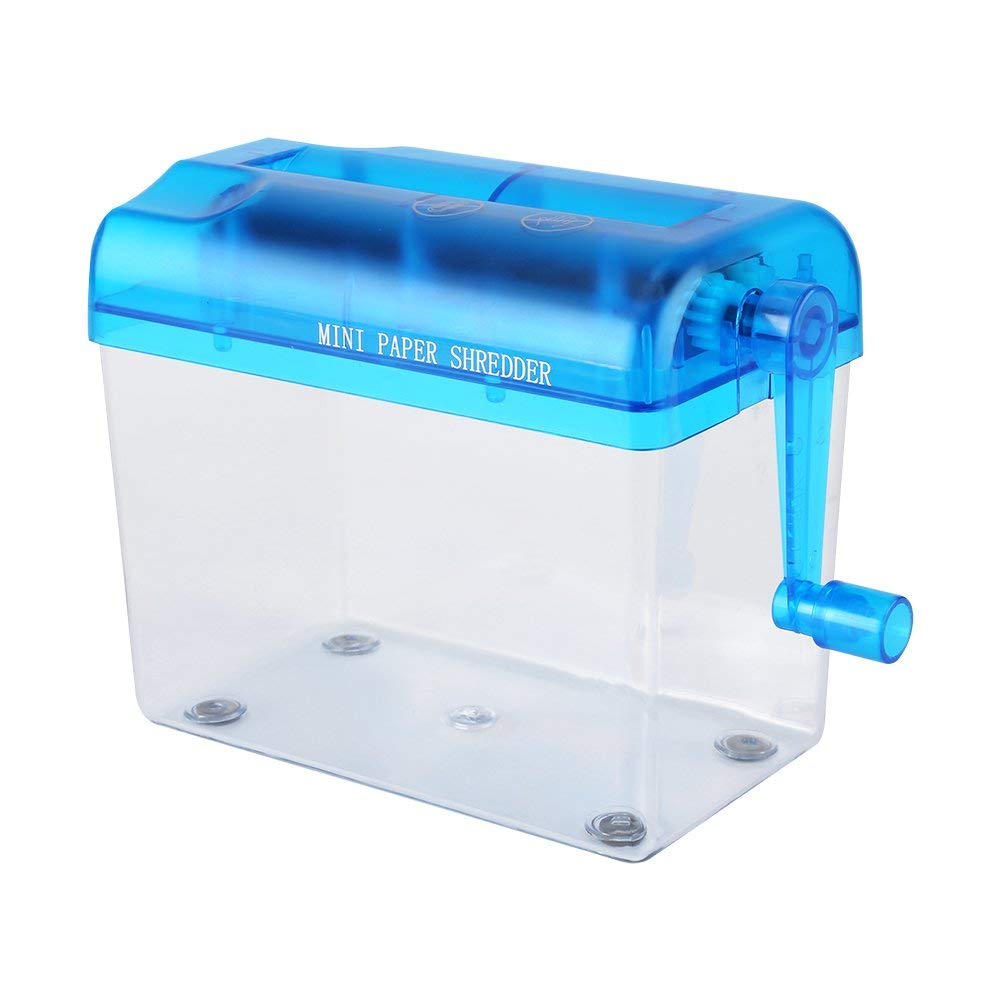 Anjing Mini Paper Shredder Manual Shredder File Shredder Cutting Machine for School Office Home Blue