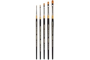 KINGART B-093 Premium 5 pc. Original Gold 9510 Series Short Filbert Artist Brush Set, Synthetic Golden Taklon Hair for Acryli