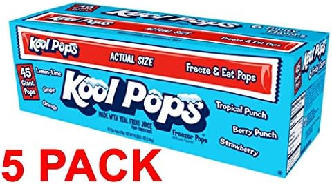 Kool Pops Freezer Pops, Assorted Flavors (45 - 5.5 oz pops per box) (5 Pack)