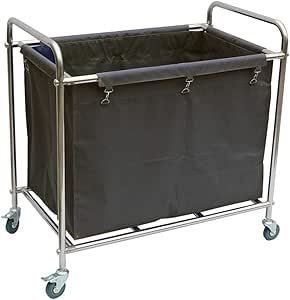 Carrito de lavandería portátil con estructura de acero inoxidable