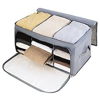 SUNKY - Foldable Storage Bag, Breathable Bamboo Fabric Dustproof Blanket Closet Sweater T-Shirt Organizer Box Charcoal - Grey