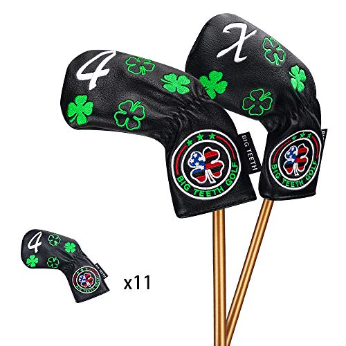 Golf Iron Head Covers 11Pcs Golf Club Protector Lucky Clover for