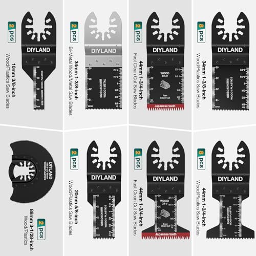 DIYLAND 31PCS Multi Tool Blade Set, Universal Oscillating Saw Blades, Oscillating Tool Accessories for Wood Metal Cutting, Multitool Blades fit Makita, Milwaukee, Dremel, Ryobi and More