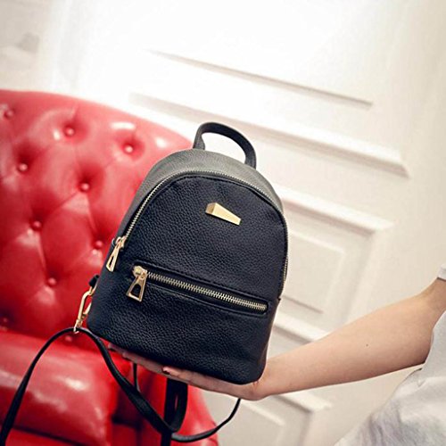 Compia Women and Girl Mini Backpack Travel Handbag School Rucksack Packet (Black)