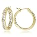 Hoops & Loops Gold Flash Sterling Silver Cubic Zirconia Inside Out Channel-Set 20mm Round Hoop Earrings