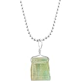 ZEMBIENCE Natural Raw Green Tourmaline Pendant Necklace, Rough Gemstones, Chakra Healing Crystals, Silver Plated, Handmade, November Birthstone, Dainty Women Jewelry, Valentine Gifts Size 18"