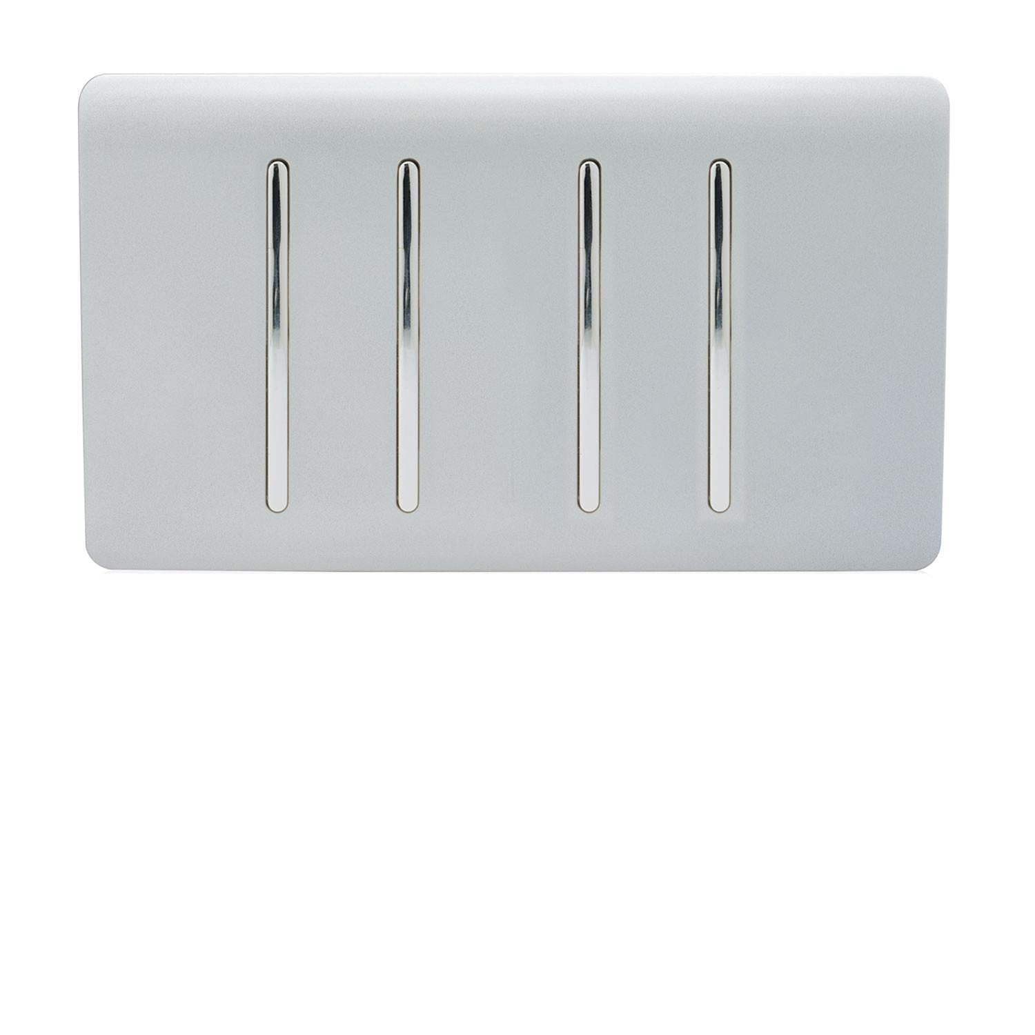 Trendi 4 Gang (2 Way & 3xIntermediate) Glossy 10 Amp Rocker Light Switch Silver