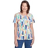 Alfred Dunner Key Item Patchworks Cotton Top Short Sleeve