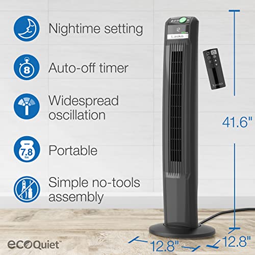 Lasko Portable Electric 42" Oscillating 12Speed EcoQuiet DC Motor