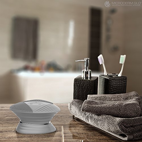 Silicone Sonic Facial Cleansing Brush - Anti Aging Beauty Massager for Normal, Sensitive, Combination Skin. Best Deep Cleaning Exfoliating Scrubber & Waterproof Rechargeable Face Mask Cleanser. GRAY