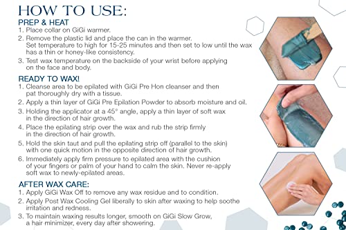 GiGi Hard Wax Beads, Soothing Azulene Hair Removal Wax for Sensitive Skin, 14 oz