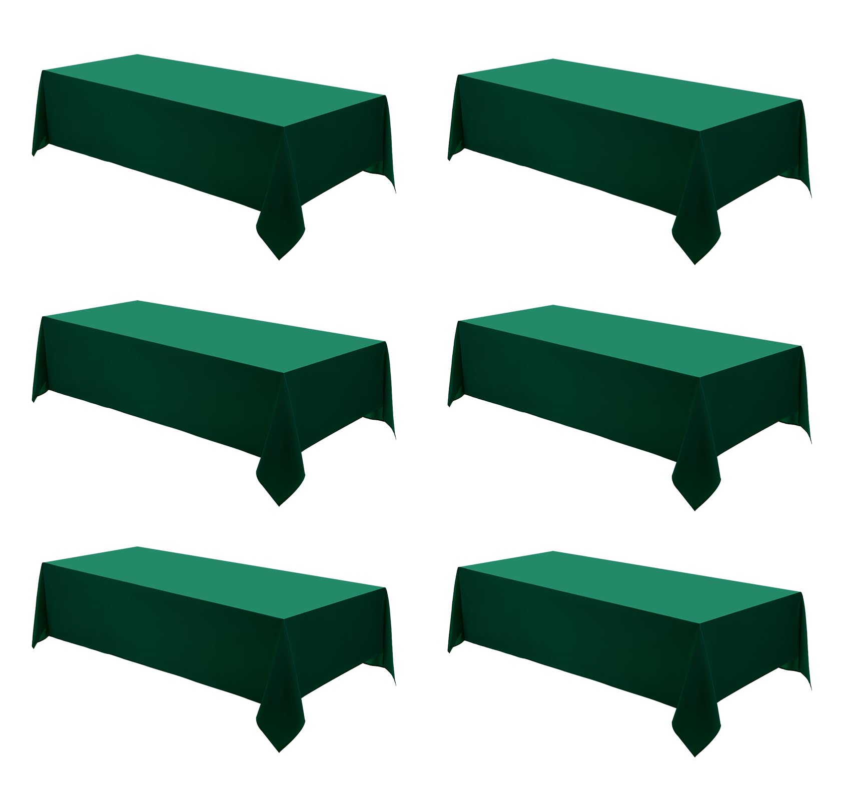 Aocoz Rectangle Tablecloths 60x120 Inch 6 Pack Dark Green Tablecloth for 6ft Washable Decorative Linen Polyester Table Cloths for 8ft Dining Table Banquets Buffet Parties and Wedding Image