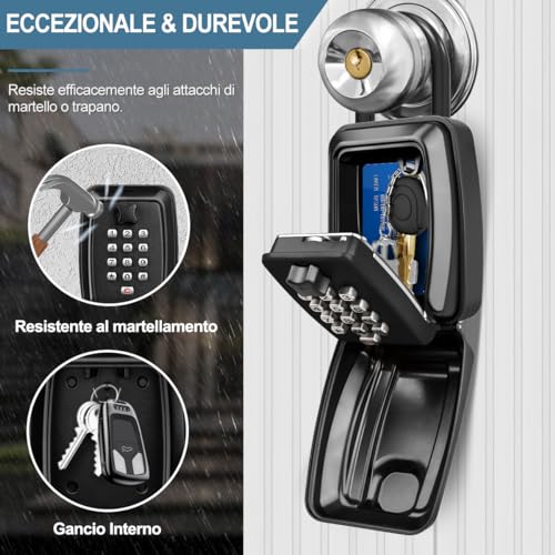 ENONEO Key Safe Large Key Safe Waterproof Key Safe with Code 12 Digit Key Box Combination for Home Factory Outdoor School