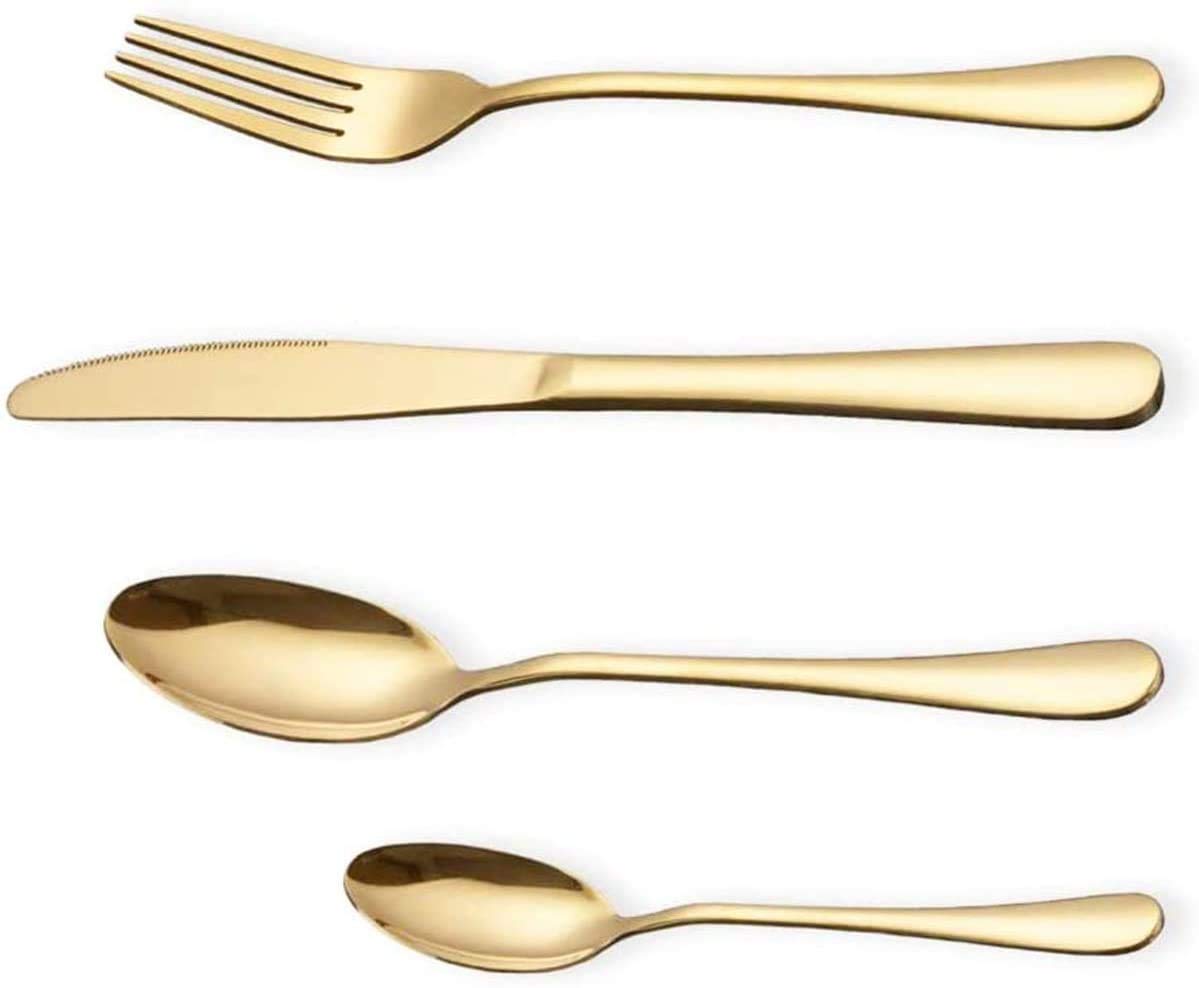 Stainless Steel Gilded Cutlery Set, 16-Piece Golden Cutlery Set, Suitable for 4 People. (Gold)