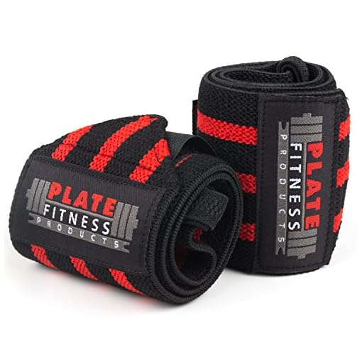 Wrist Wraps (Premium Quality, 21" x 3") by Plate Fitness Products – Superior Materials – Weight Lifting, Powerlifting, Crossfit, Strength Training – One Size Wrist Support for Men and Women