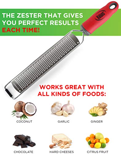 Zester & Cheese Grater - Lemon Zester - Parmesan Cheese, Citrus Fruits, Lemon&Lime, Cinnamon, Nutmeg, Ginger, Garlic, Coconut, Chocolate, Vegetables - Razor Sharp Stainless Steel Blade, Rust Free - Thumbnail 2