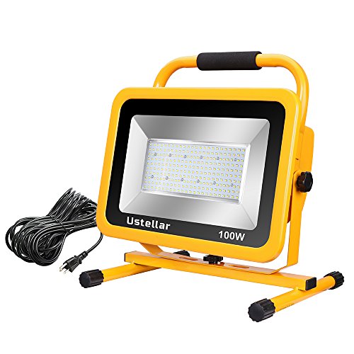 Ustellar 10000LM 100W LED Work Light (1000W Equivalent), 2 Brightness Levels, Waterproof Flood Lights, 25ft Cord with Plug, Stand Working Lights for Workshop, Construction Site, 5000K Daylight White - Thumbnail 7