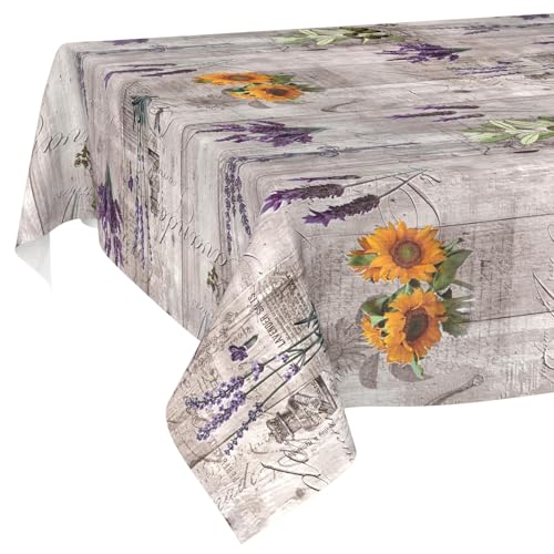 Oilcloth Tablecloth Washable Wax Tablecloth Easy Care Water-Repellent Lotus Effect Garden Tablecloth Provence 100 x 140 cm Cut Edge