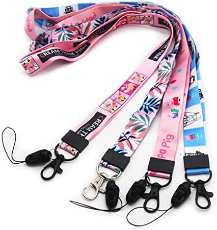 Onkuey 4 Pack 17 Inchd Streetwear Fashion Neck Straps Lanyard, Perfect for Bag Phones Keys Id Badges Keychain - 4 Patterns