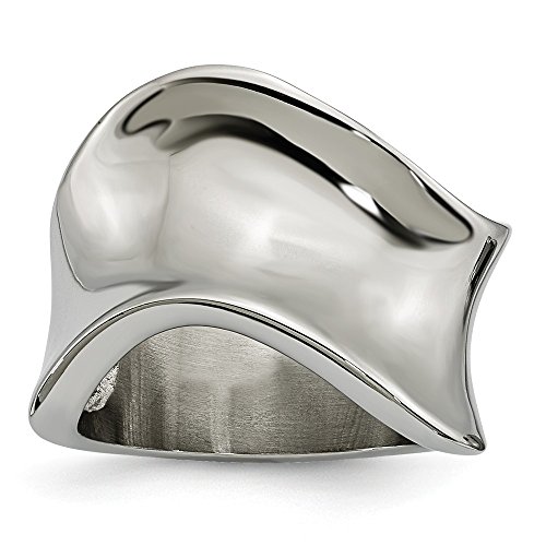 Chisel Stainless Steel Polished Wave Ring - Size 9