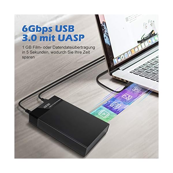 LOETAD Festplattengehäuse 3,5/2,5 Zoll USB 3.0 für SATA I/II/III SSD und HDD mit USB 3.0 Kabel und Netzteil – Bild 4