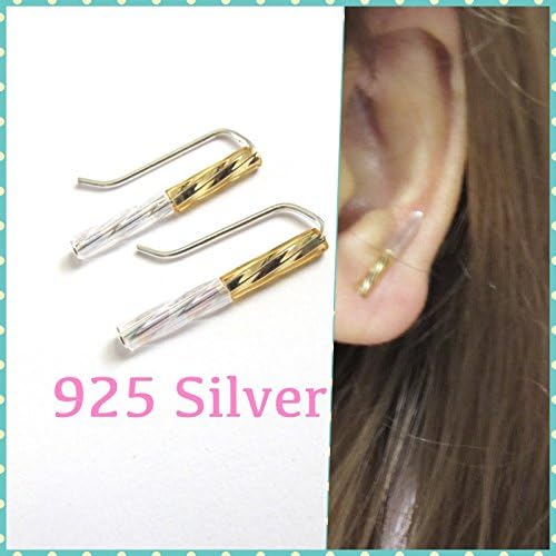 EA40 Unique Hypoallergenic .925 sterling silver bar stud earrings, ear cuffs, birthday gift, Christmas gift, simple everyday earrings, ear climbers