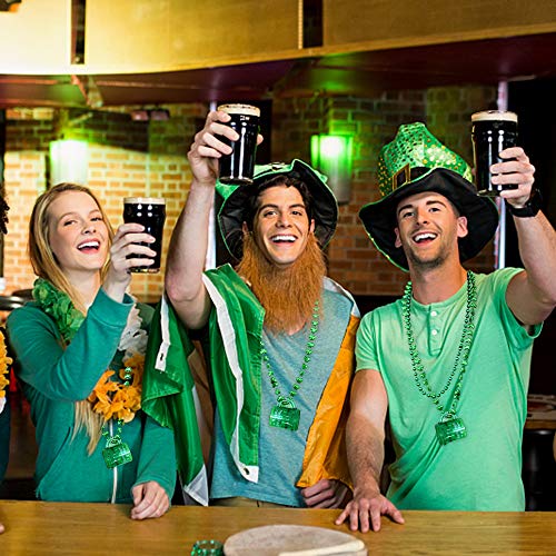 ZALALOVA 18Pcs St Patrick's Day Shamrock Beads Necklace with Green Shot Glass for Kids Women Men Holiday Festive Costumes Party Games Favor Supplies (2 Types) - Thumbnail 4