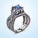 Caperci Black Sterling Silver 925 Princess-Cut Created Blue Sapphire Solitaire Wedding Engagement Ring Set