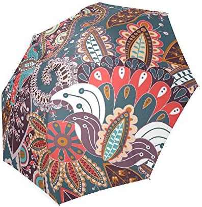 Bohemian Floral Hippie 100% Polyester Pongee Waterproof Foldable Travel Fashion Umbrella
