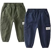 Feidoog Toddler Baby Boys 2/3 Pack Sweatpants Solid Cotton Elastic Waist Trousers Active Jogger Pants