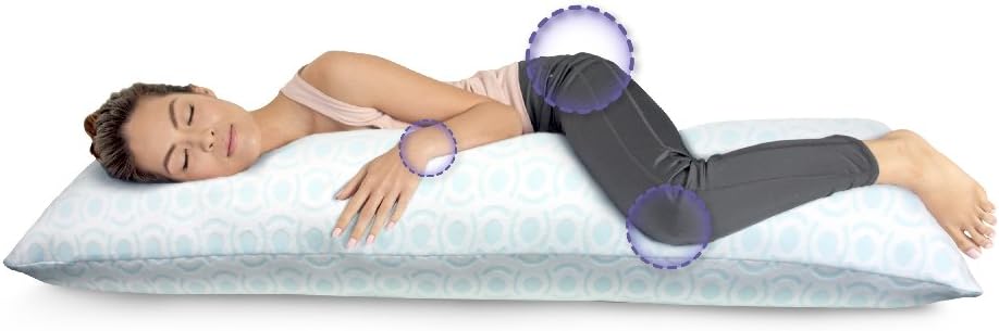 Loftworks MFP-D004 Big and Soft Extra Long Memory Foam Body Maternity Pregnancy Pillow-Made in USA, 18" W x 60" L, Light Blue