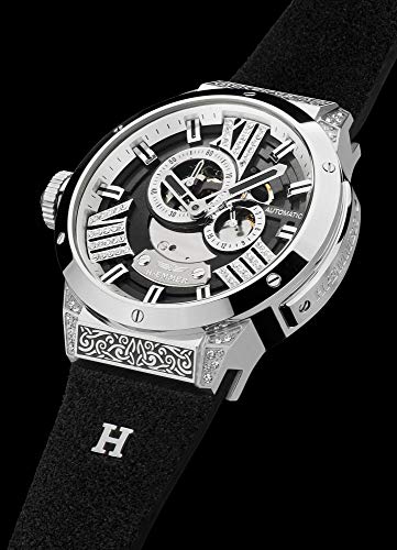 HMMER-Magical-Damen-Armbanduhr-Analog-Automatik-aus-Edelstahl-mit-Kalbslederarmband