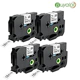 Buyalot 4 Pack Compatible Brother TZe-241 TZe 241 TZe241 TZ-241 Black on White 18mm (3/4 Inch) x 8m (26.2 ft) Label Tape, Use for Brother P-Touch PT-D600 PTD400AD PT-P700