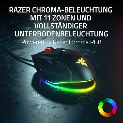 Basilisk V3 35K - Vollständig anpassbare ergonomische kabelgebundene Gaming-Maus - Focus Pro 35K Sensor (HyperScroll Tilt Wheel, 11-Zonen-Beleuchtung, optische Mausschalter Gen-3) Schwarz