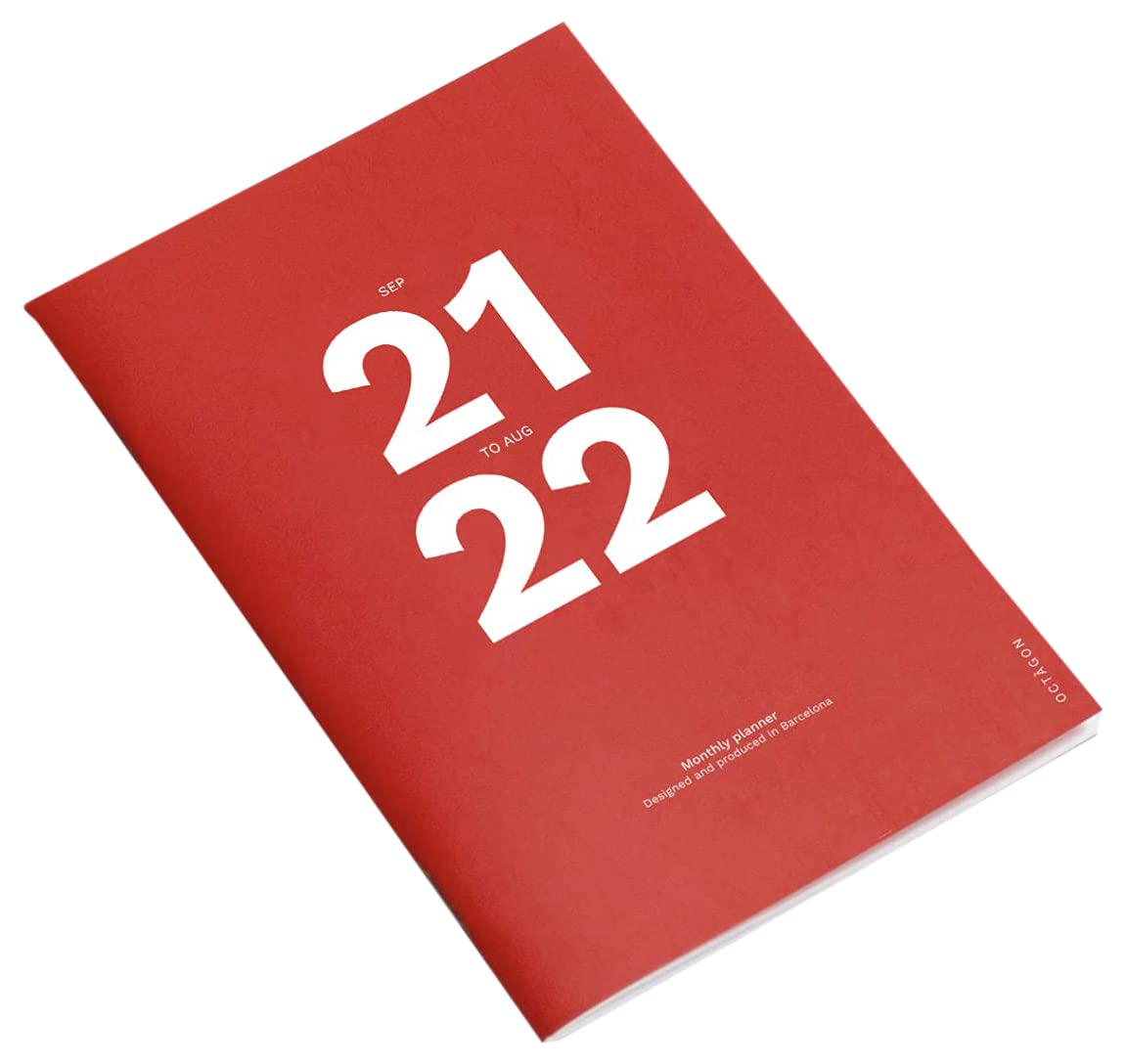 Octàgon Design A4 Monthly Planner (September 21 to Ago22) Red PL1162.22