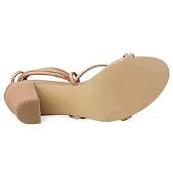 Allegra K Women's Strappy Lace Up Chunky Heeled
