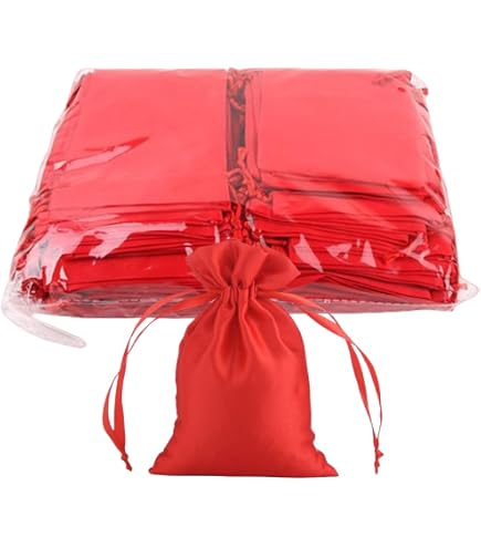 PATIKIL 50-Pack Satin Drawstring Bags – Mini Gift Bags For Wedding Favors, Jewelry, Parties
